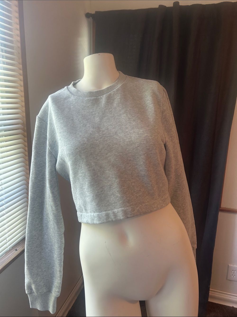 Akira Gray crop sweatshirt with cutout back and latch
